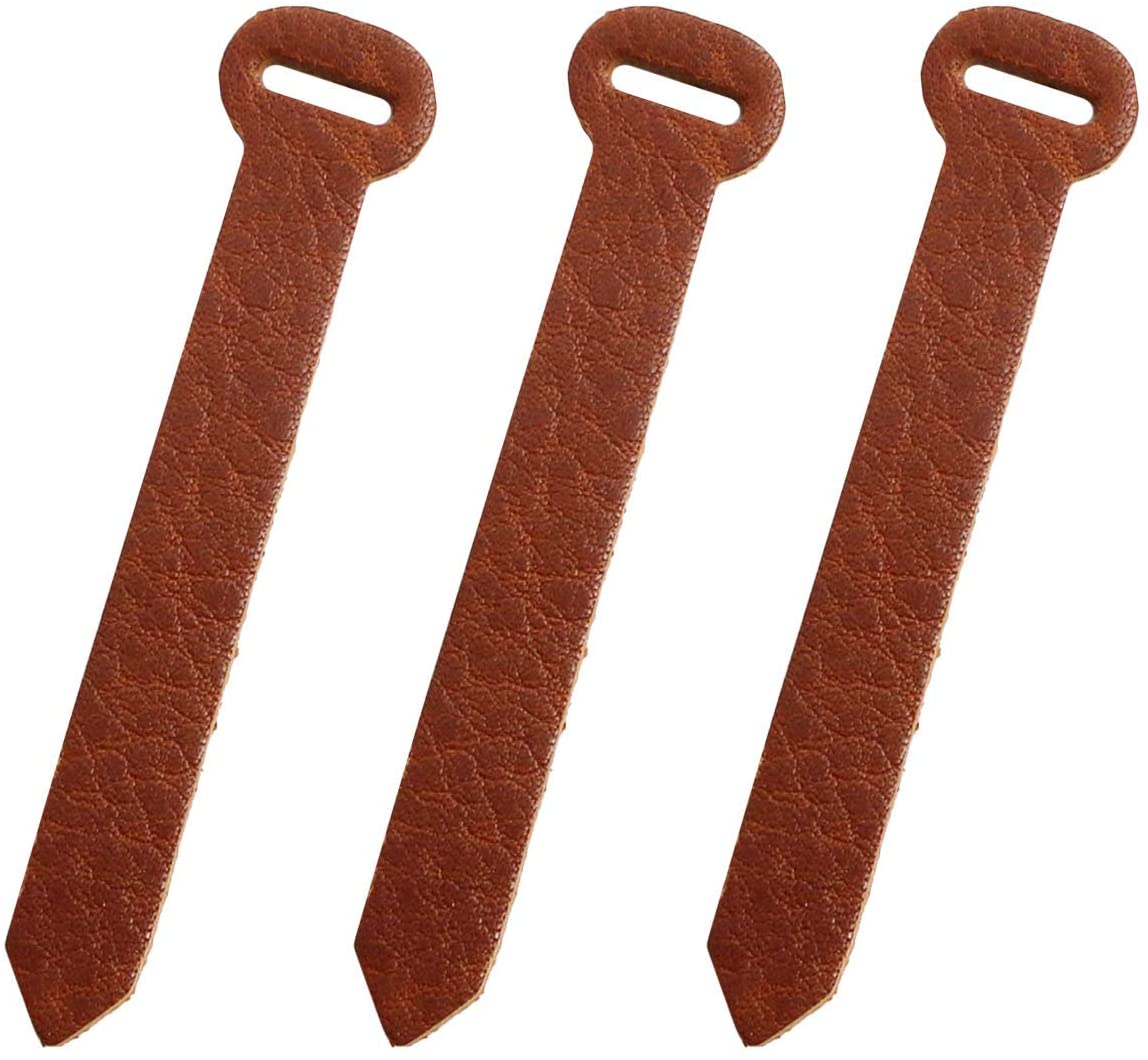 日本紐釦貿易 Y.K.K リングファスナー用本革パーツ 茶 全長70mm 同色3本入 LS-C （ご注文単位1束）【直送品】