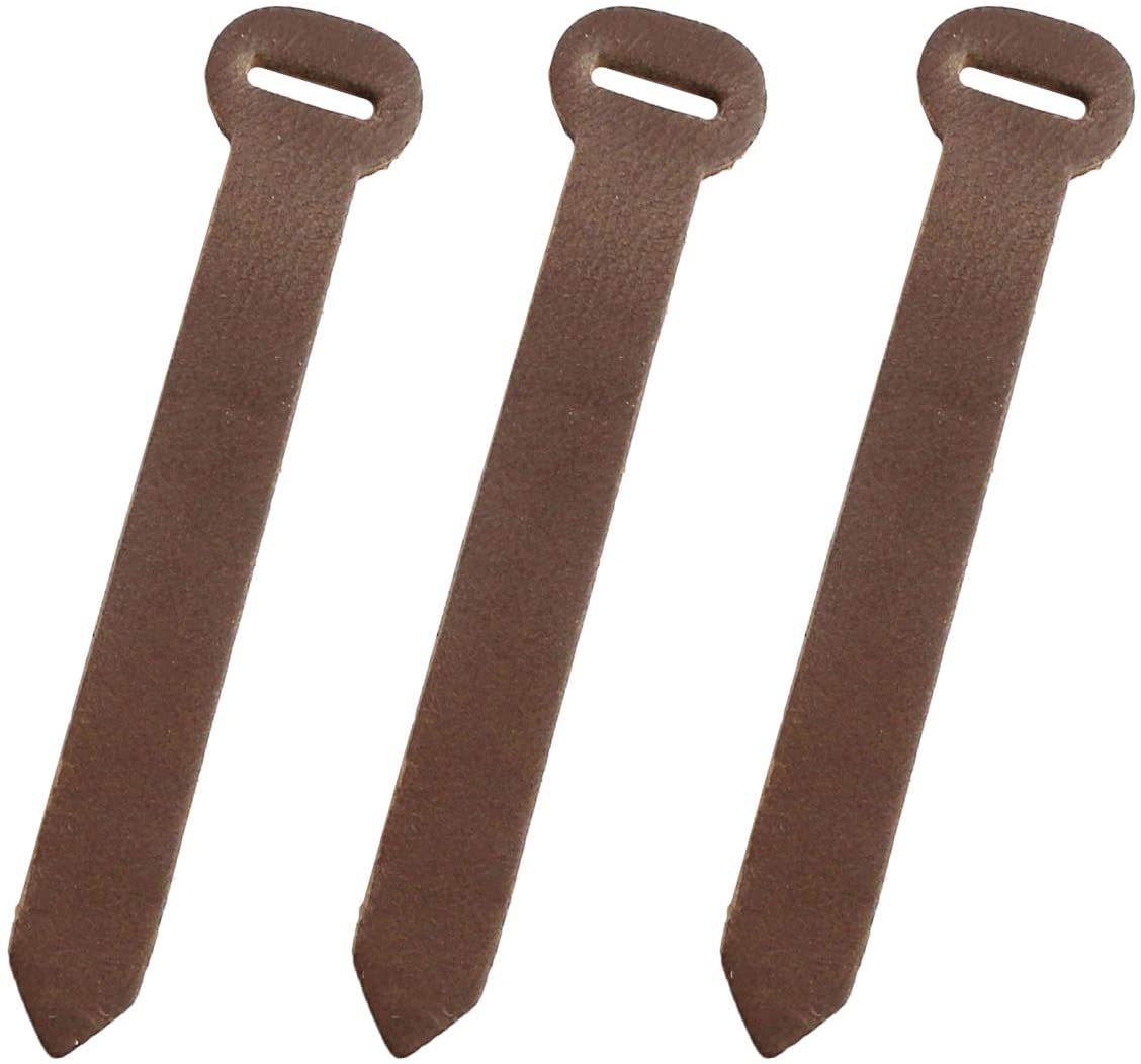 日本紐釦貿易 Y.K.K リングファスナー用本革パーツ こげ茶 全長70mm 同色3本入 LS-DC （ご注文単位1束）【直送品】