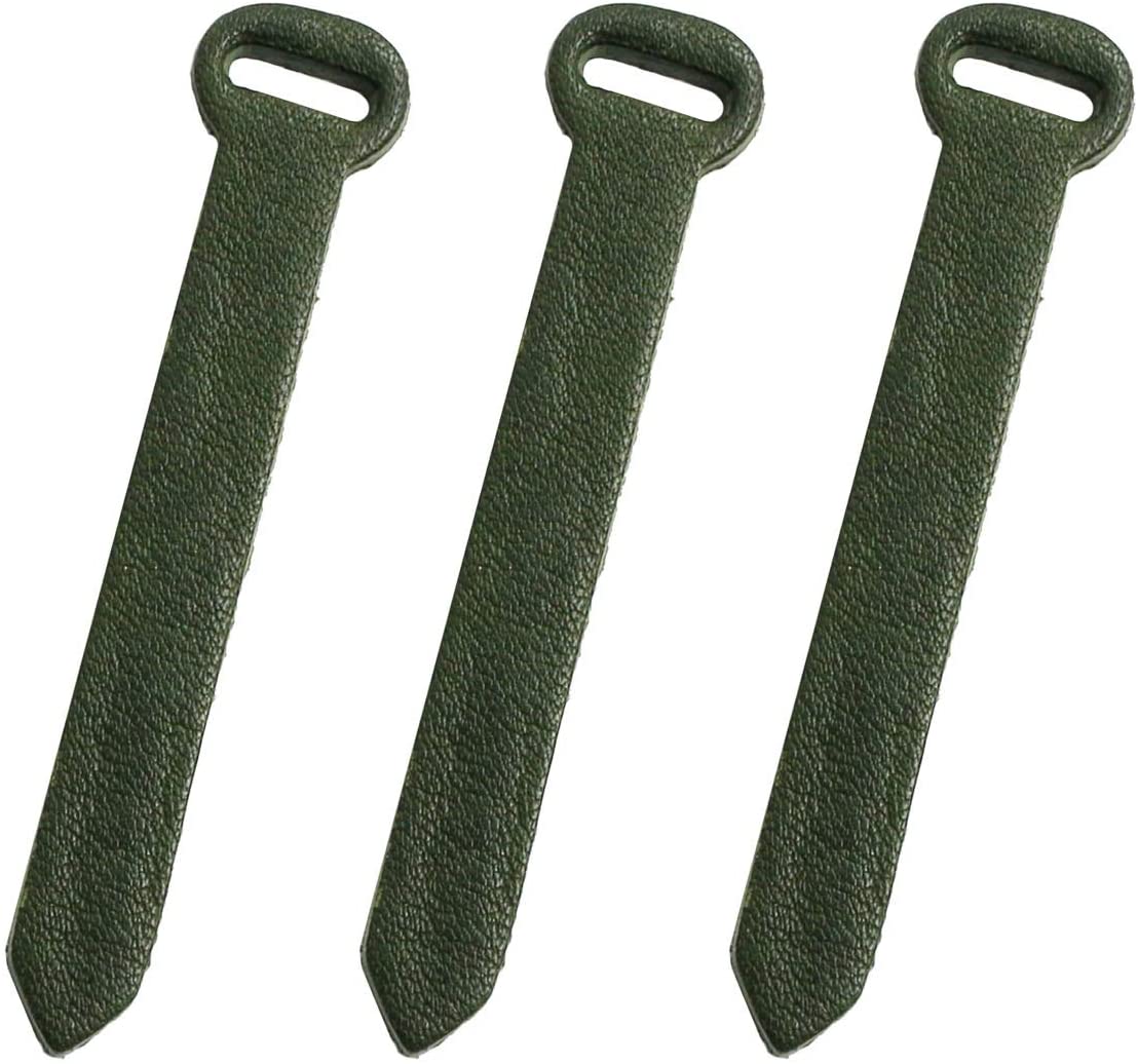 日本紐釦貿易 Y.K.K リングファスナー用本革パーツ グリーン 全長70mm 同色3本入 LS-G （ご注文単位1束）【直送品】