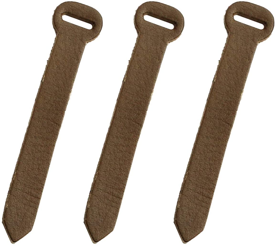 日本紐釦貿易 Y.K.K リングファスナー用本革パーツ カーキ 全長70mm 同色3本入 LS-K （ご注文単位1束）【直送品】