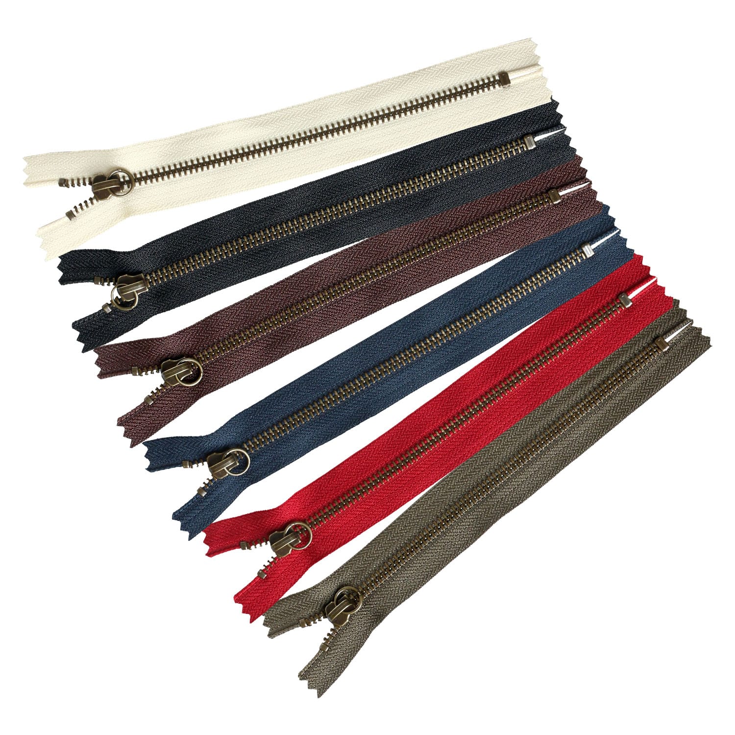 日本紐釦貿易 Y.K.K マルチリングファスナー アンティークゴールド 20cm 各1本6色セット 5RAG20-6MIX （ご注文単位1束）【直送品】