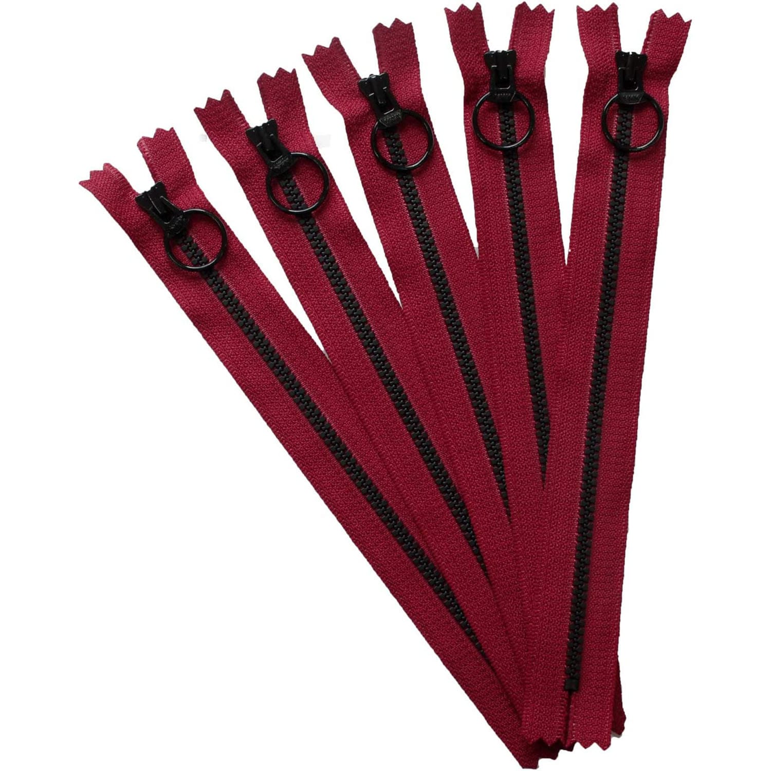 日本紐釦貿易 Y.K.K コンビファスナー25cm 同色5本セット ダークレッド 3VSC25-2080 （ご注文単位1束）【直送品】