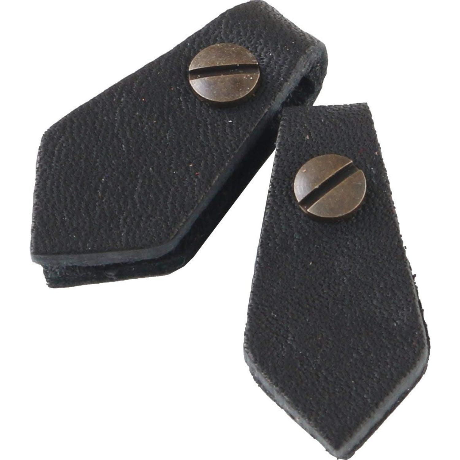 日本紐釦貿易 Y.K.K 本革 ファスナー引き手パーツ ペンタゴン型 ネジ式カシメ付き 約15mm×30mm 黒 LSP-B （ご注文単位1束）【直送品】