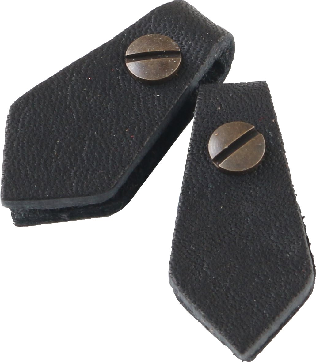 日本紐釦貿易 Y.K.K 本革 ファスナー引き手パーツ ペンタゴン型 ネジ式カシメ付き 約15mm×30mm 黒 LSP-B (ご注文単位1束)【直送品】