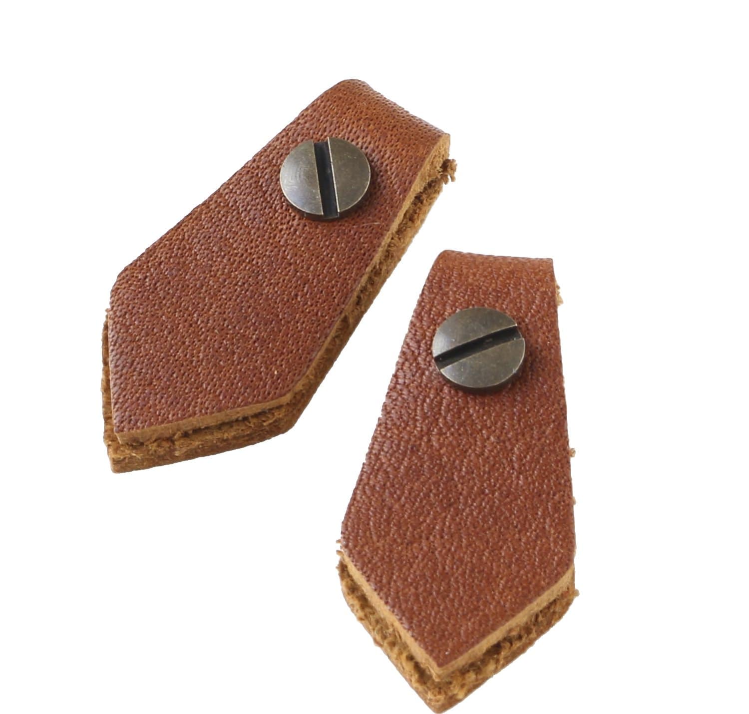 日本紐釦貿易 Y.K.K 本革 ファスナー引き手パーツ ペンタゴン型 ネジ式カシメ付き 約15mm×30mm 茶 LSP-C (ご注文単位1束)【直送品】