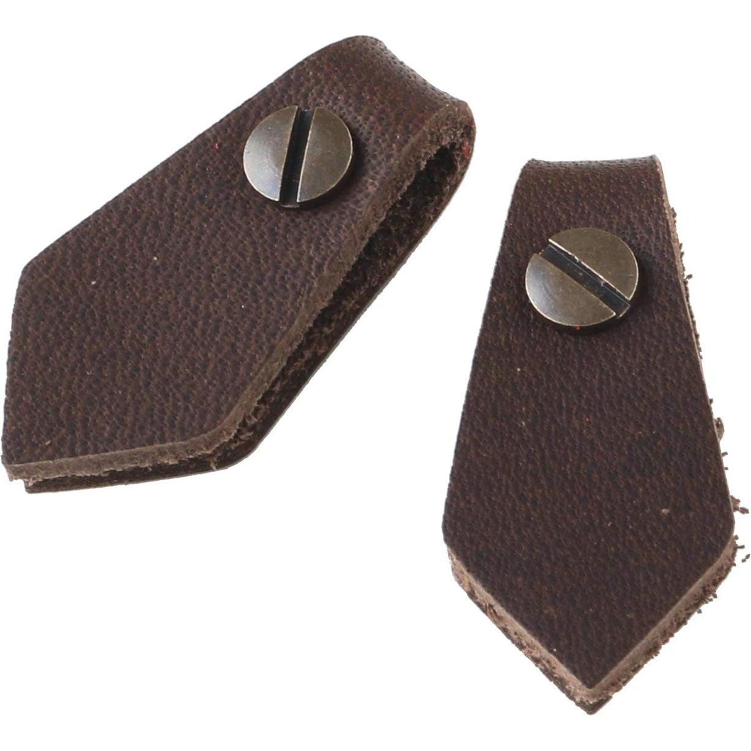 日本紐釦貿易 Y.K.K 本革 ファスナー引き手パーツ ペンタゴン型 ネジ式カシメ付き 約15mm×30mm 焦げ茶 LSP-DC （ご注文単位1束）【直送品】