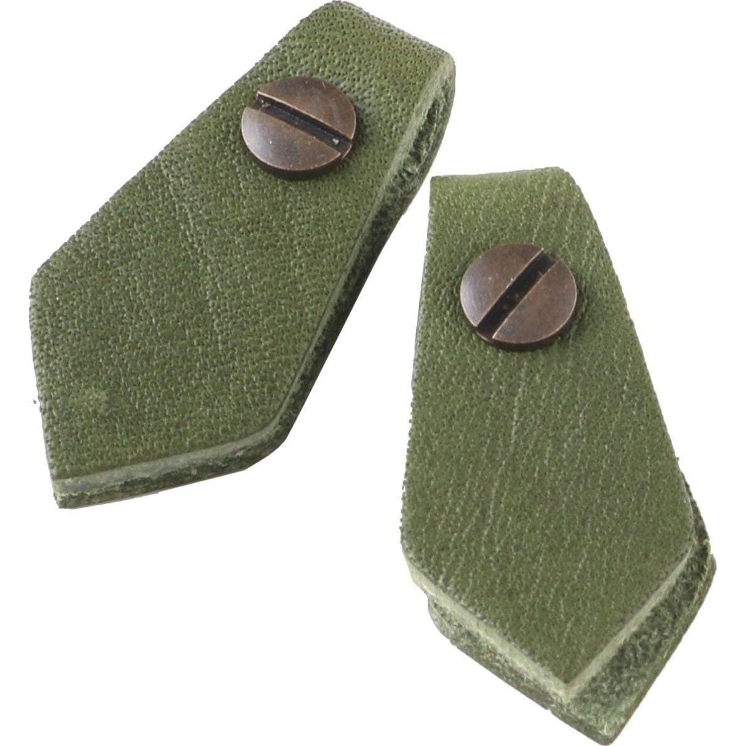 日本紐釦貿易 Y.K.K 本革 ファスナー引き手パーツ ペンタゴン型 ネジ式カシメ付き 約15mm×30mm グリーン LSP-G （ご注文単位1束）【直送品】