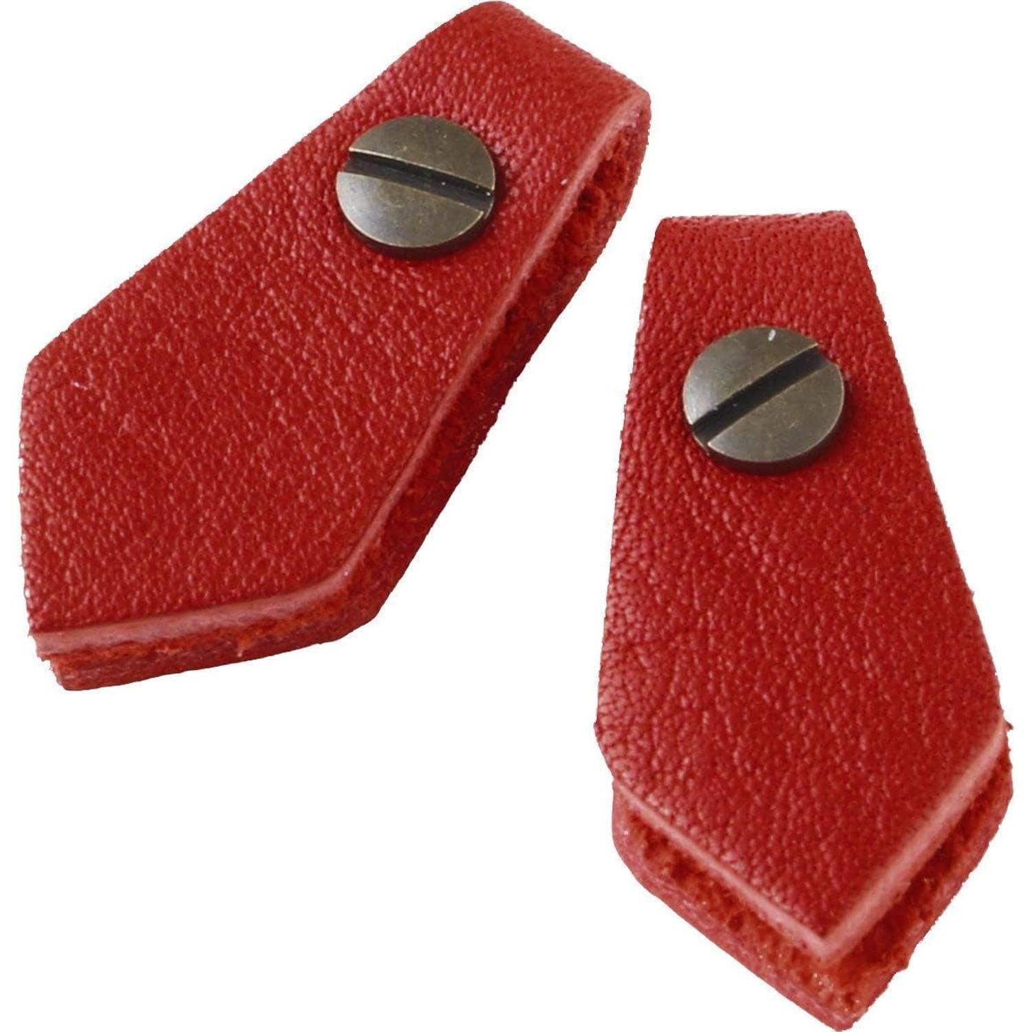 日本紐釦貿易 Y.K.K 本革 ファスナー引き手パーツ ペンタゴン型 ネジ式カシメ付き 約15mm×30mm 赤 LSP-R （ご注文単位1束）【直送品】