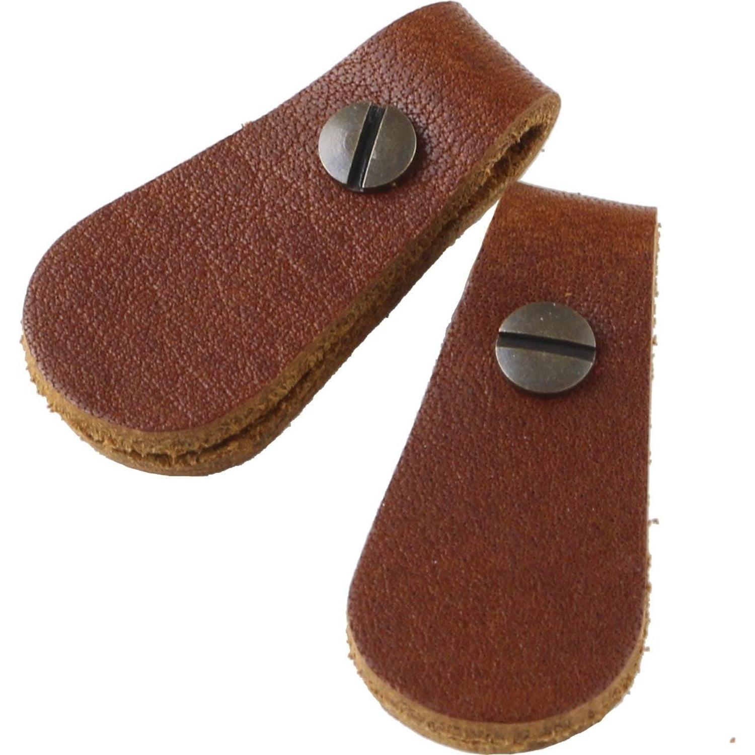 日本紐釦貿易 Y.K.K 本革 ファスナー引き手パーツ サークル型 ネジ式カシメ付き 約17mm×35mm 茶 LSC-C （ご注文単位1束）【直送品】