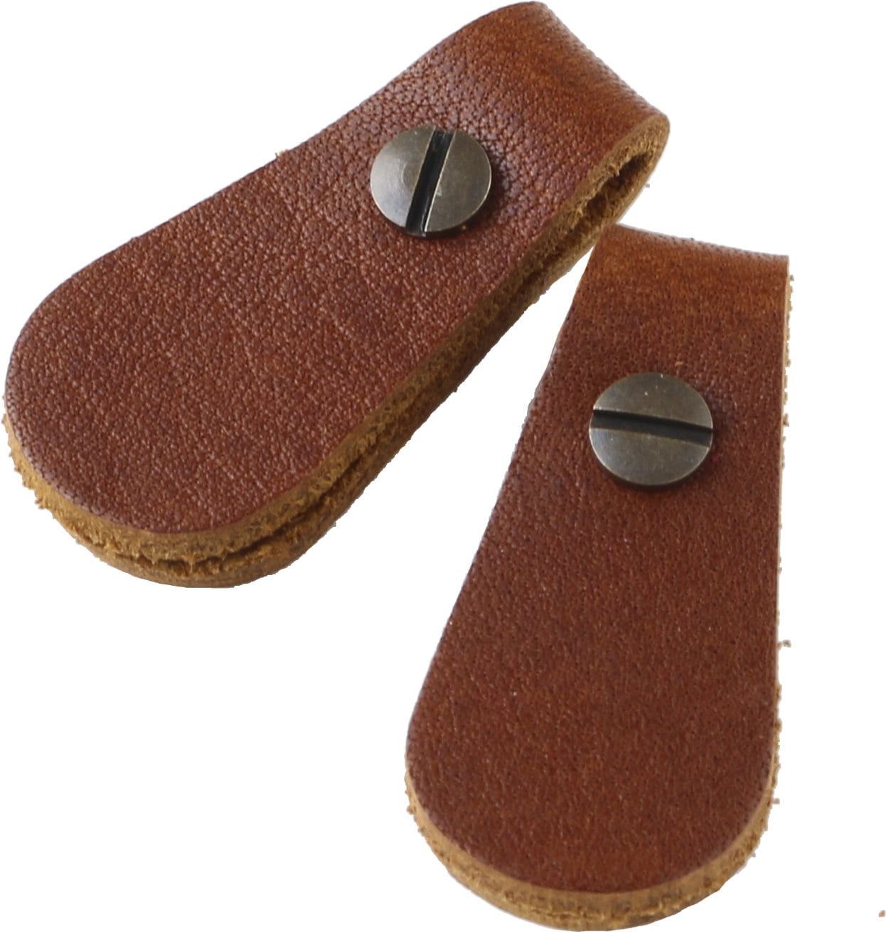 日本紐釦貿易 Y.K.K 本革 ファスナー引き手パーツ サークル型 ネジ式カシメ付き 約17mm×35mm 茶 LSC-C (ご注文単位1束)【直送品】