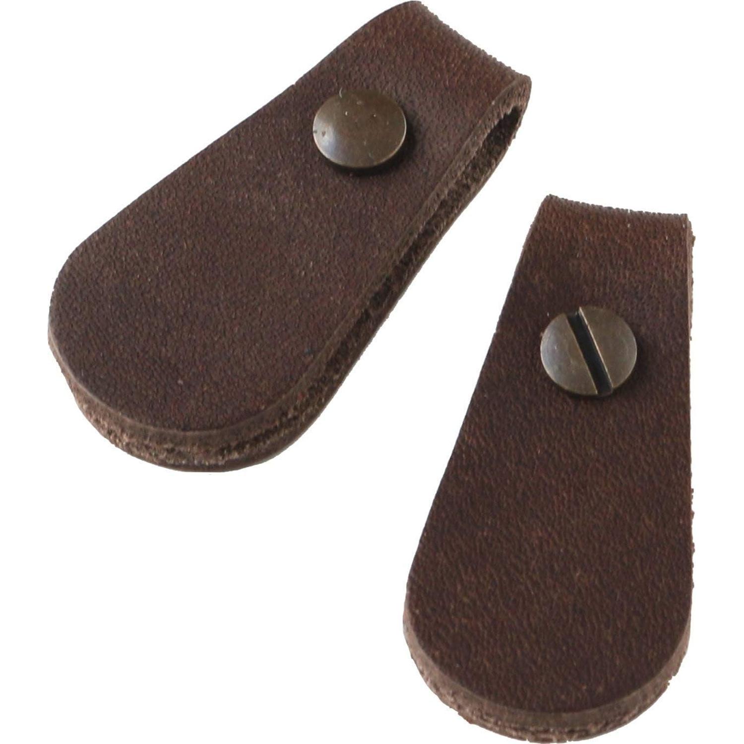 日本紐釦貿易 Y.K.K 本革 ファスナー引き手パーツ サークル型 ネジ式カシメ付き 約17mm×35mm 焦げ茶 LSC-DC （ご注文単位1束）【直送品】