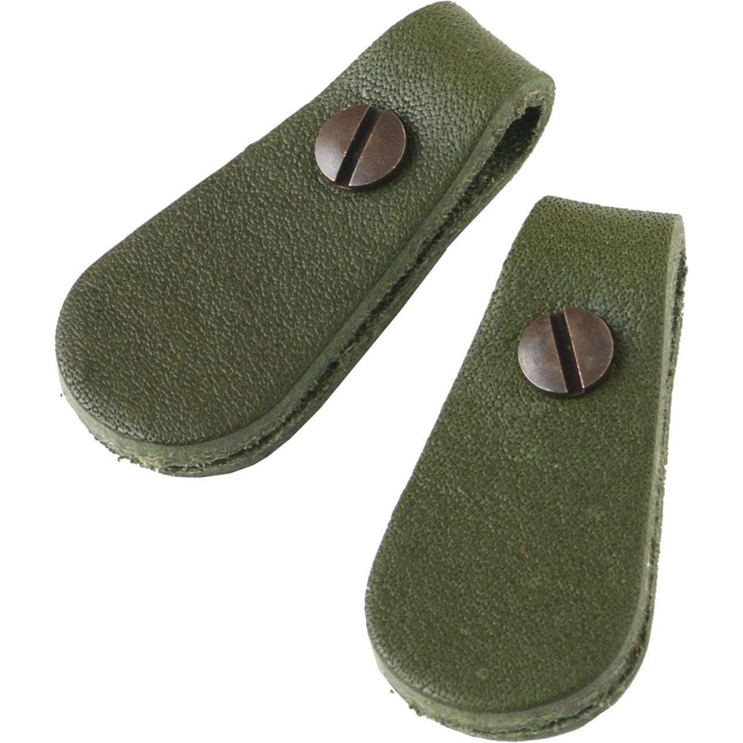 日本紐釦貿易 Y.K.K 本革 ファスナー引き手パーツ サークル型 ネジ式カシメ付き 約17mm×35mm グリーン LSC-G （ご注文単位1束）【直送品】