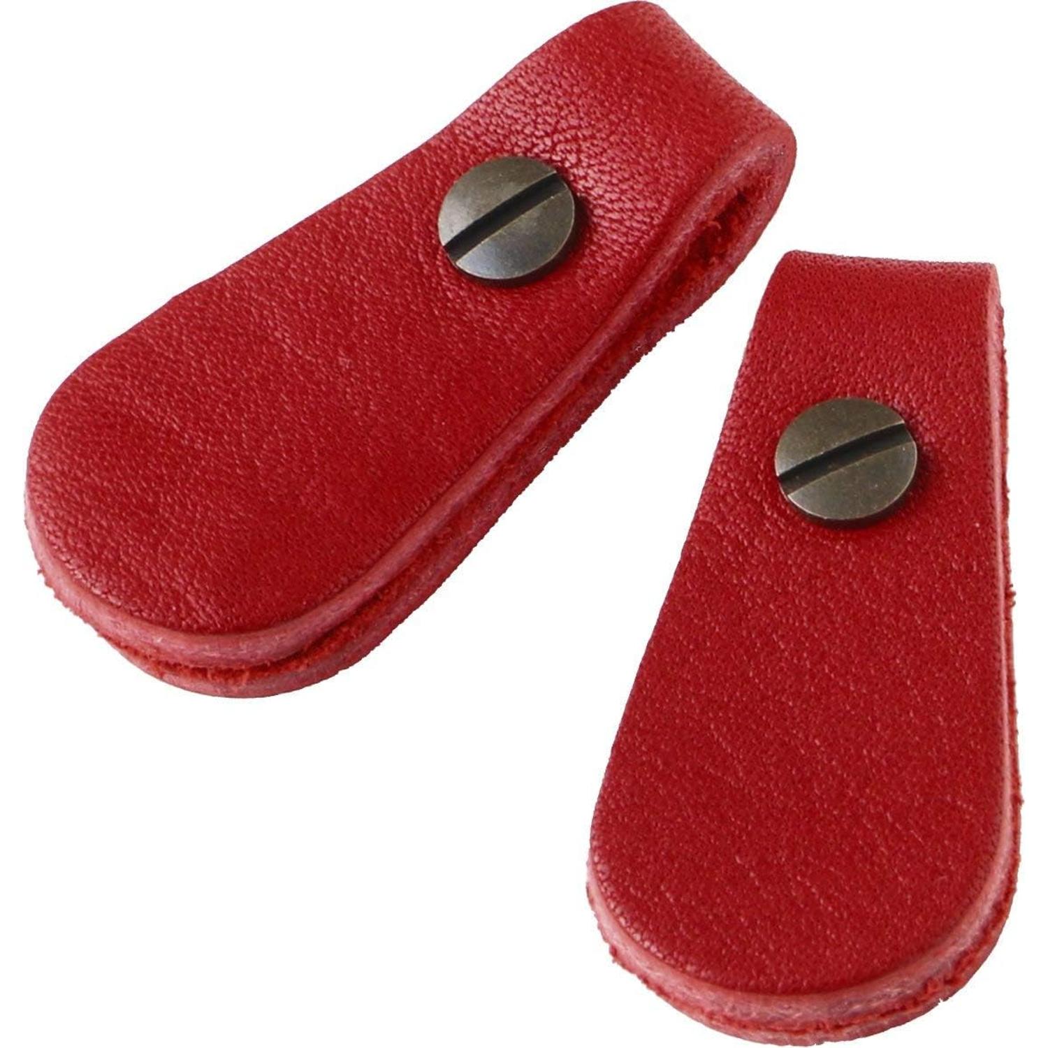 日本紐釦貿易 Y.K.K 本革 ファスナー引き手パーツ サークル型 ネジ式カシメ付き 約17mm×35mm 赤 LSC-R （ご注文単位1束）【直送品】