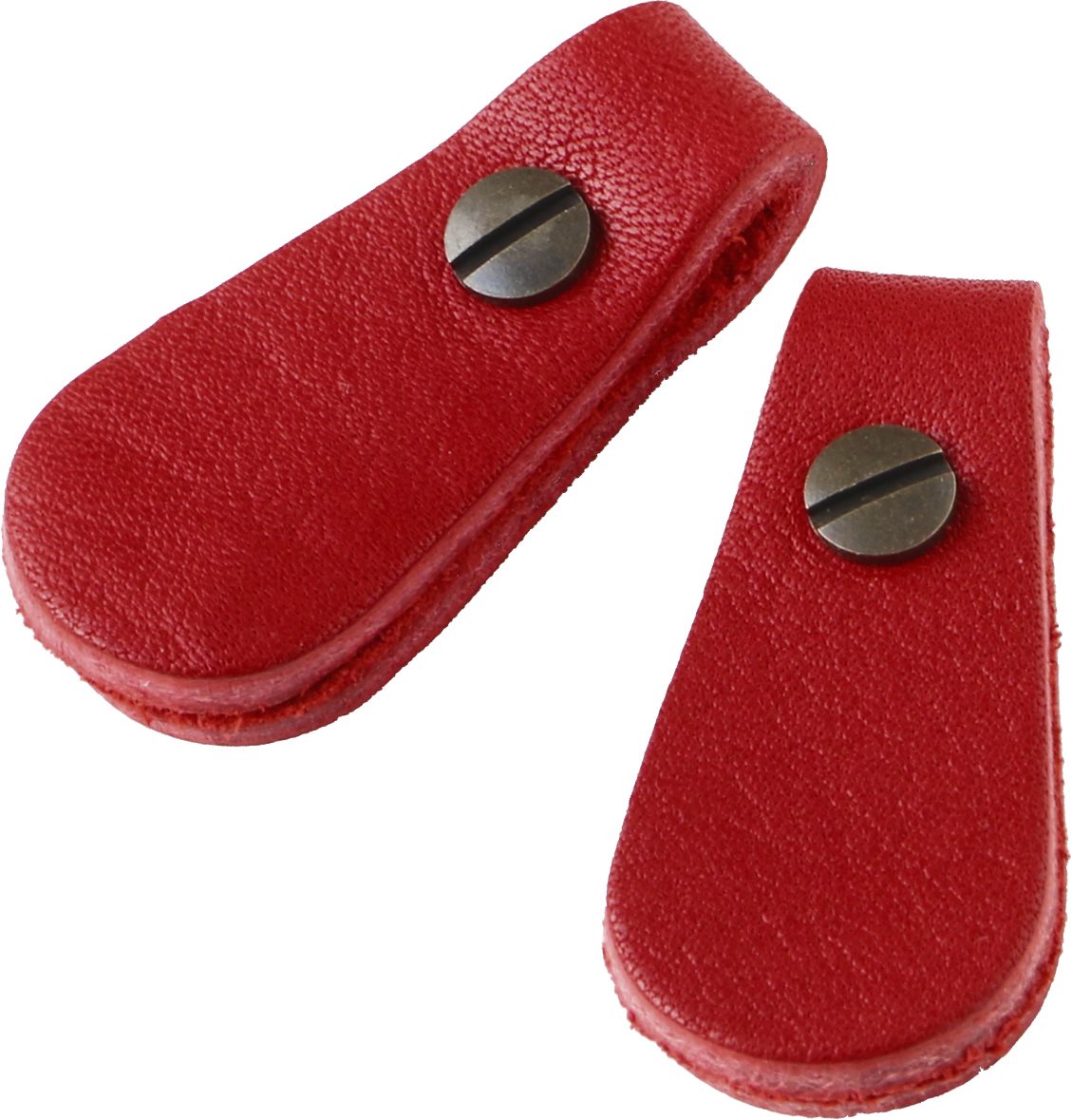 日本紐釦貿易 Y.K.K 本革 ファスナー引き手パーツ サークル型 ネジ式カシメ付き 約17mm×35mm 赤 LSC-R (ご注文単位1束)【直送品】