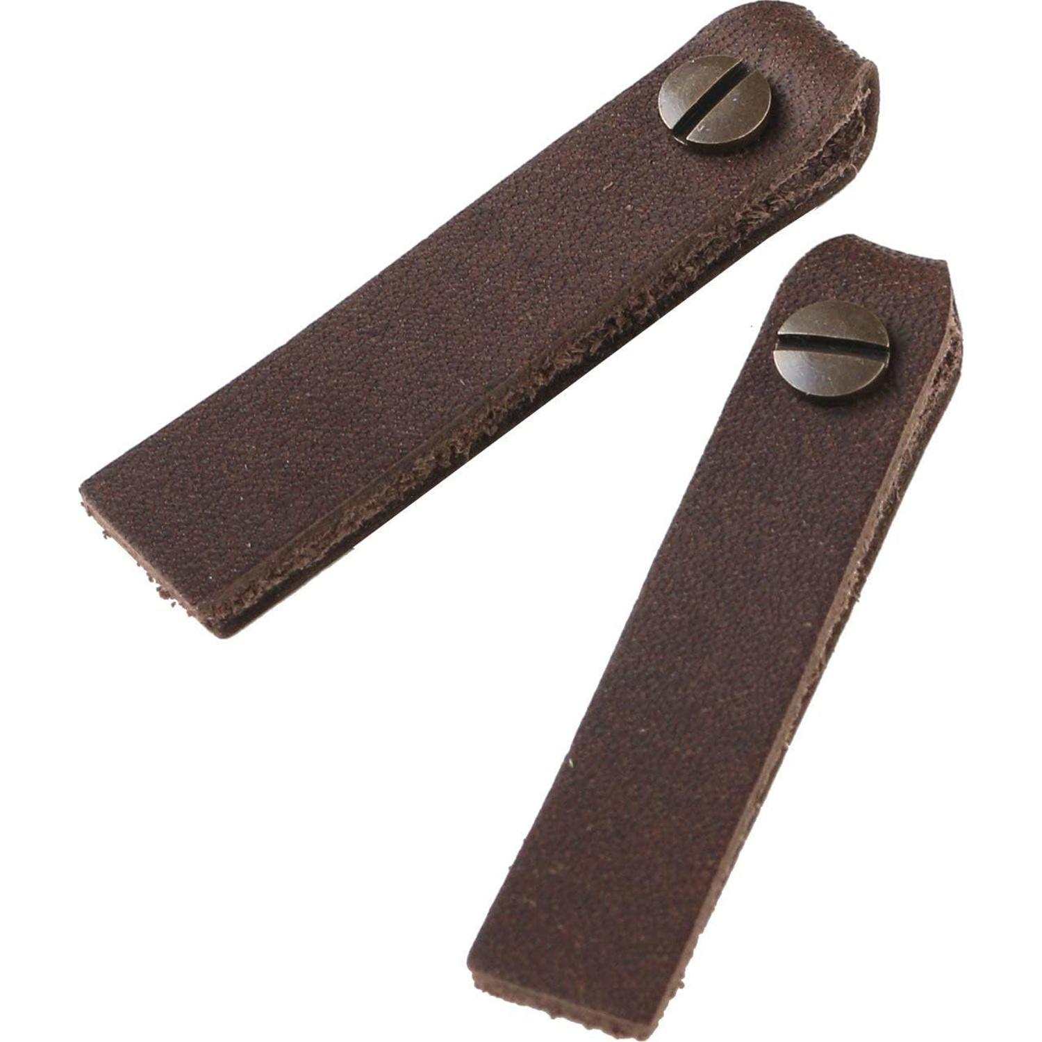 日本紐釦貿易 Y.K.K 本革 ファスナー引き手パーツ スクエア型 ネジ式カシメ付き 約10mm×48mm 焦げ茶 LSS-DC （ご注文単位1束）【直送品】