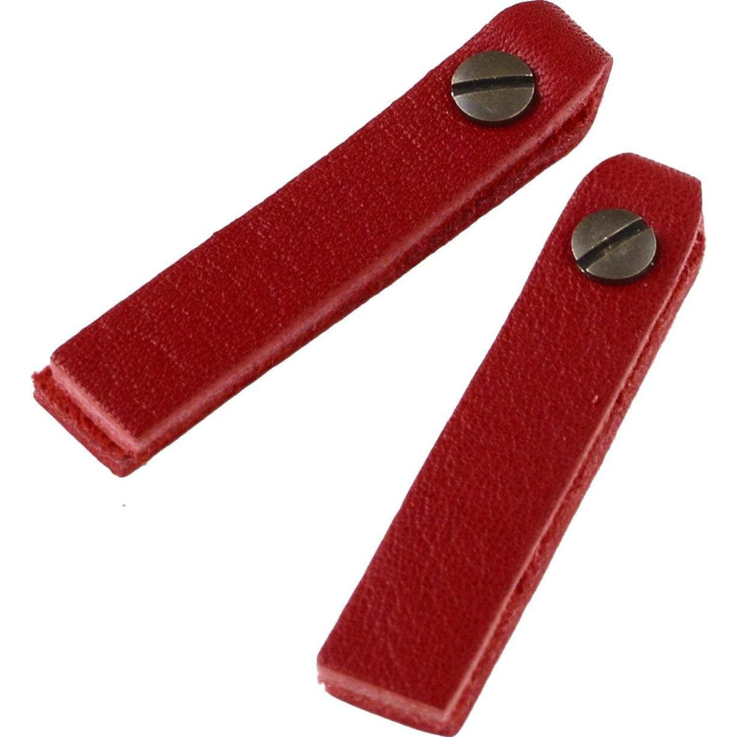 日本紐釦貿易 Y.K.K 本革 ファスナー引き手パーツ スクエア型 ネジ式カシメ付き 約10mm×48mm 赤 LSS-R （ご注文単位1束）【直送品】