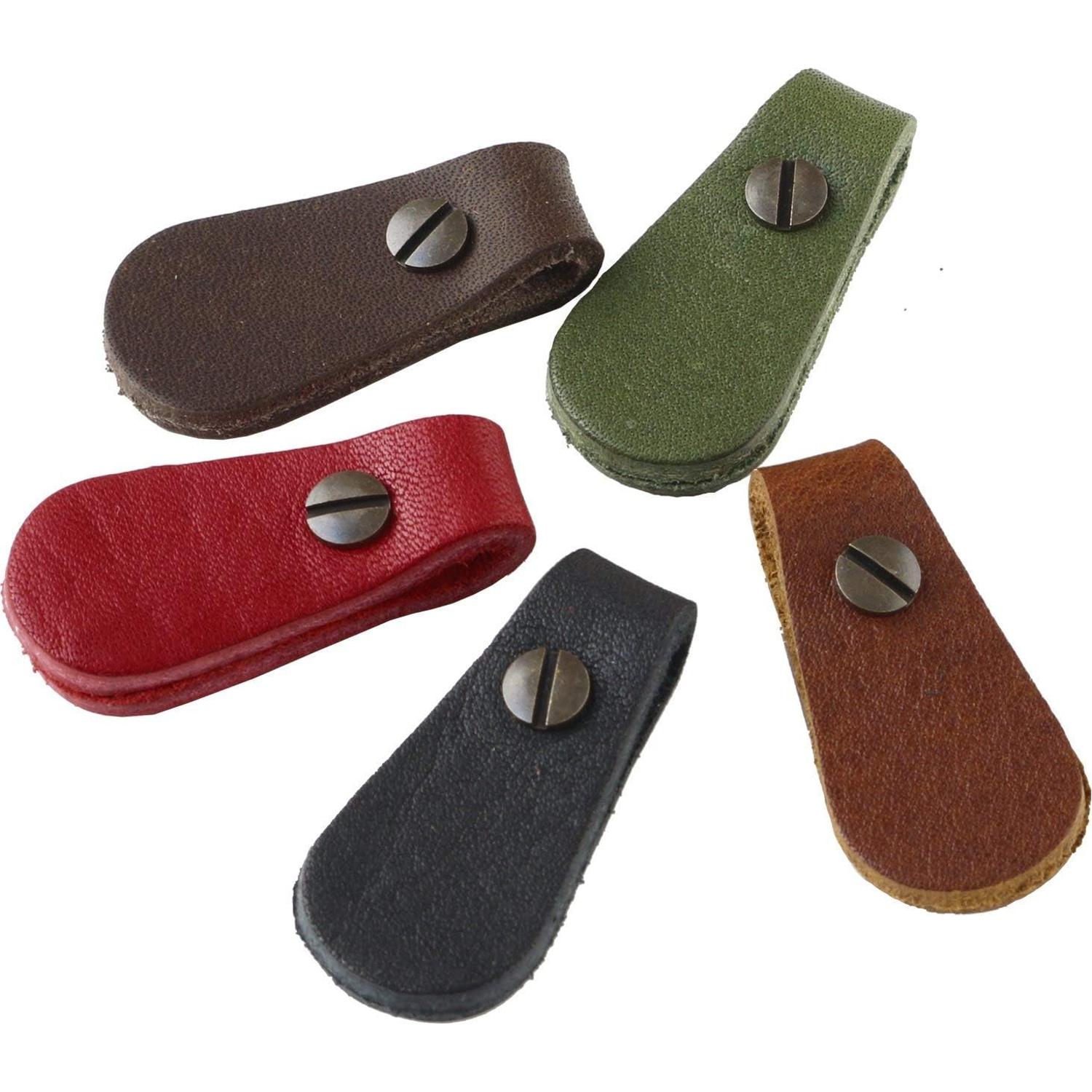 日本紐釦貿易 Y.K.K 本革 ファスナー引き手パーツ サークル型 約17mm×35mm 各色1個入り 5個セット ネジ式カシメ 5組入り LSC-5MIX （ご注文単位1セット）【直送品】