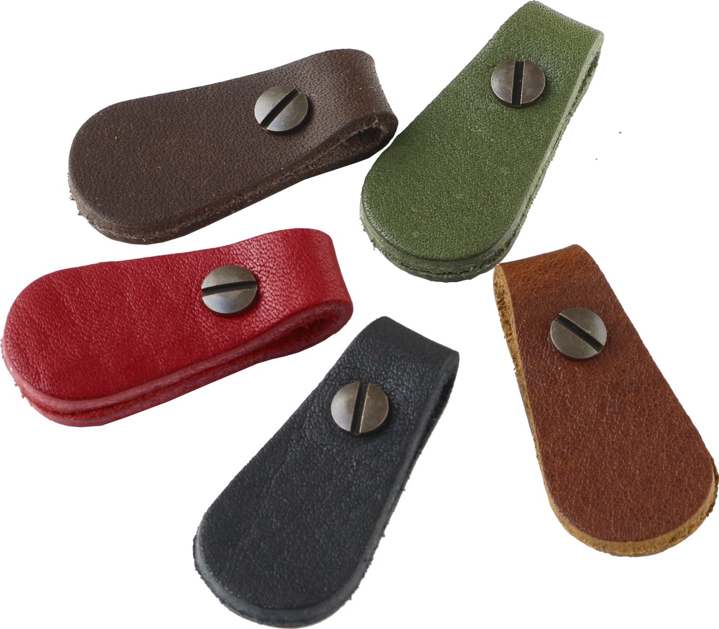 日本紐釦貿易 Y.K.K 本革 ファスナー引き手パーツ サークル型 約17mm×35mm 各色1個入り 5個セット ネジ式カシメ 5組入り LSC-5MIX （ご注文単位1セット）【直送品】