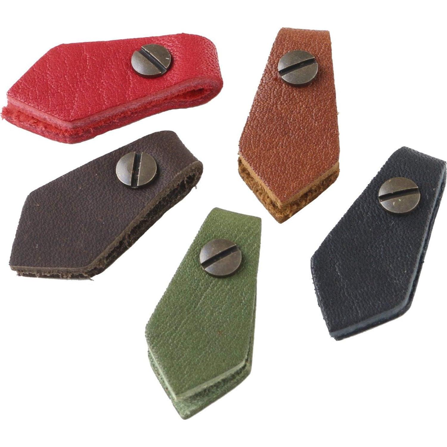 日本紐釦貿易 Y.K.K 本革 ファスナー引き手パーツ ペンタゴン型 約15mm×30mm 各色1個入り 5個セット ネジ式カシメ 5組入り LSP-5MIX （ご注文単位1セット）【直送品】