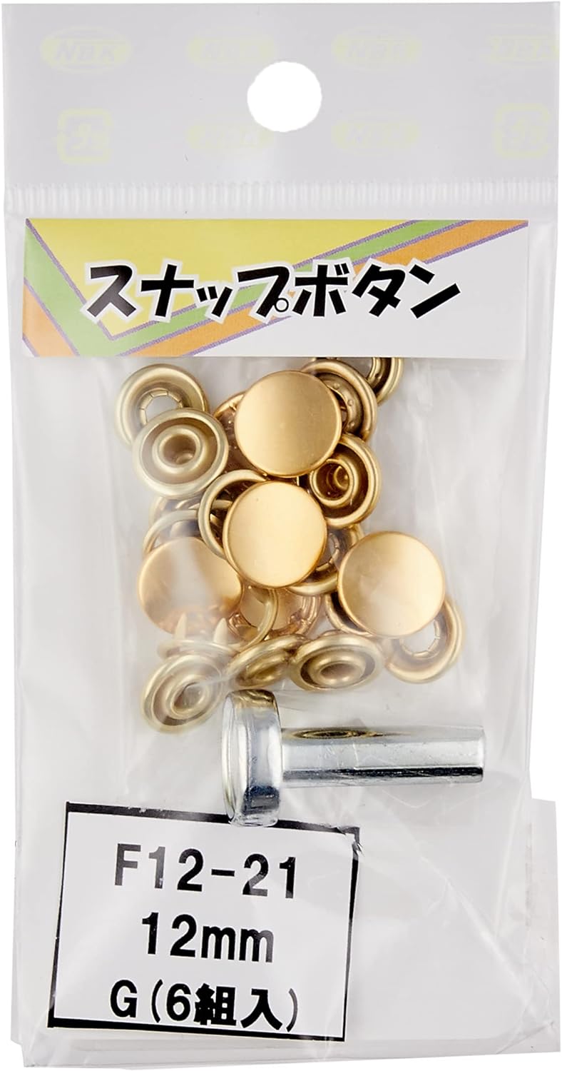 日本紐釦貿易 スナップボタン 12mm ゴールド 6組 F12-21 (ご注文単位1束)【直送品】