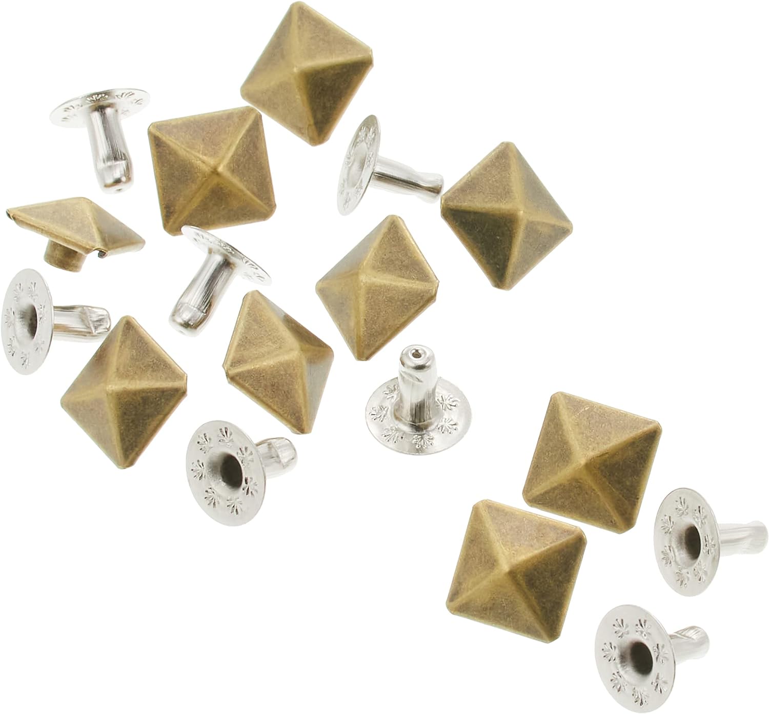 日本紐釦貿易 スタッズ角ピラミッド アンティークゴールド 10mm 20個入 F3-204 (ご注文単位1束)【直送品】