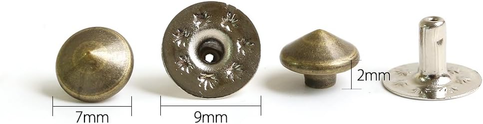 日本紐釦貿易 丸鋲 スタッズ 丸ピラミッド型 7mm アンティークゴールド 20個入 F3-206 (ご注文単位1束)【直送品】