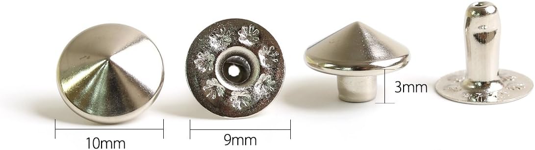 日本紐釦貿易 丸鋲 スタッズ 丸ピラミッド型 ニッケル 10mm 20個入 F3-207 (ご注文単位1束)【直送品】