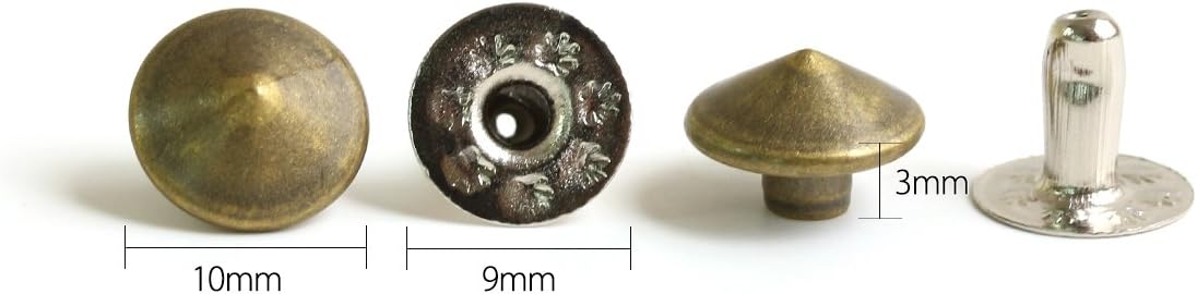 日本紐釦貿易 丸鋲 スタッズ 丸ピラミッド型 10mm アンティークゴールド 20個入 F3-208 (ご注文単位1束)【直送品】