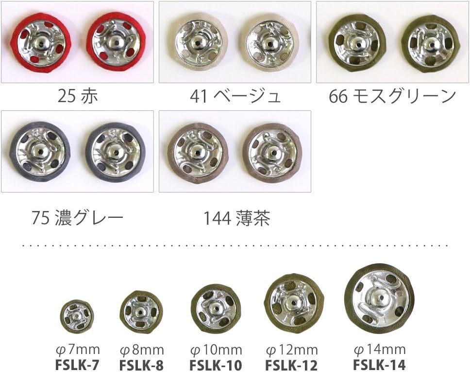 日本紐釦貿易 シルクスナップボタン 36個入 φ12mm 赤 FSLK-12-25 (ご注文単位1枚)【直送品】