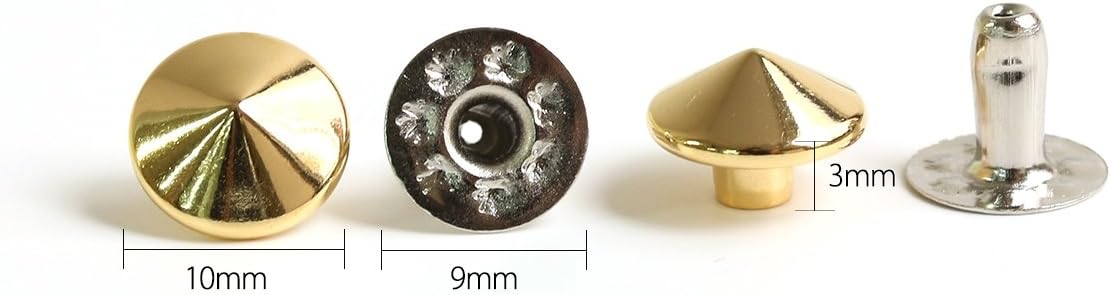 日本紐釦貿易 スタッズピラミッド クリスタルゴールド 10mm 12組入 F3-607 (ご注文単位1束)【直送品】