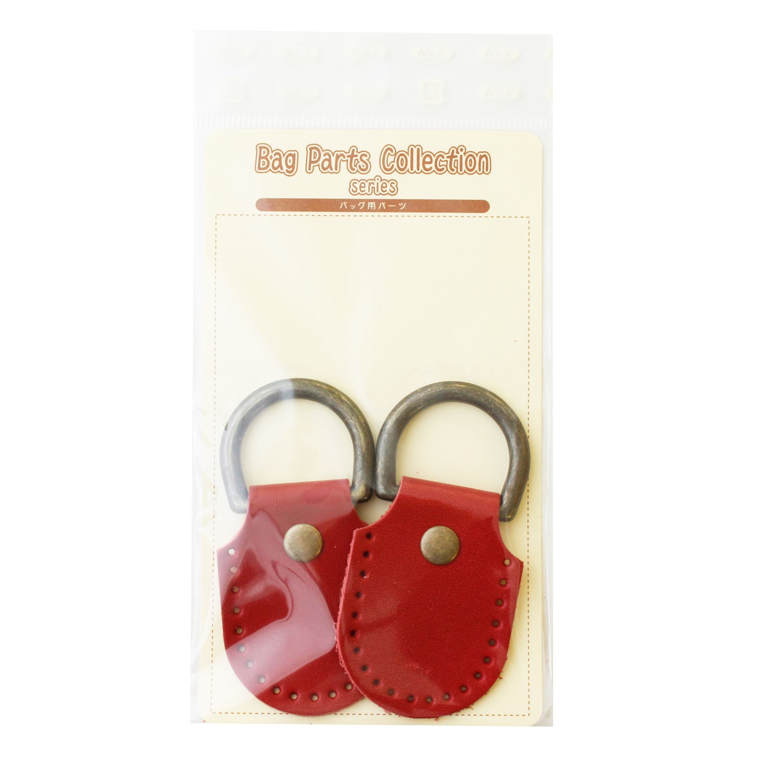 日本紐釦貿易 本革ナスカンパーツ W40×H76mm レッド 2個 MAP128-R (ご注文単位1束)【直送品】