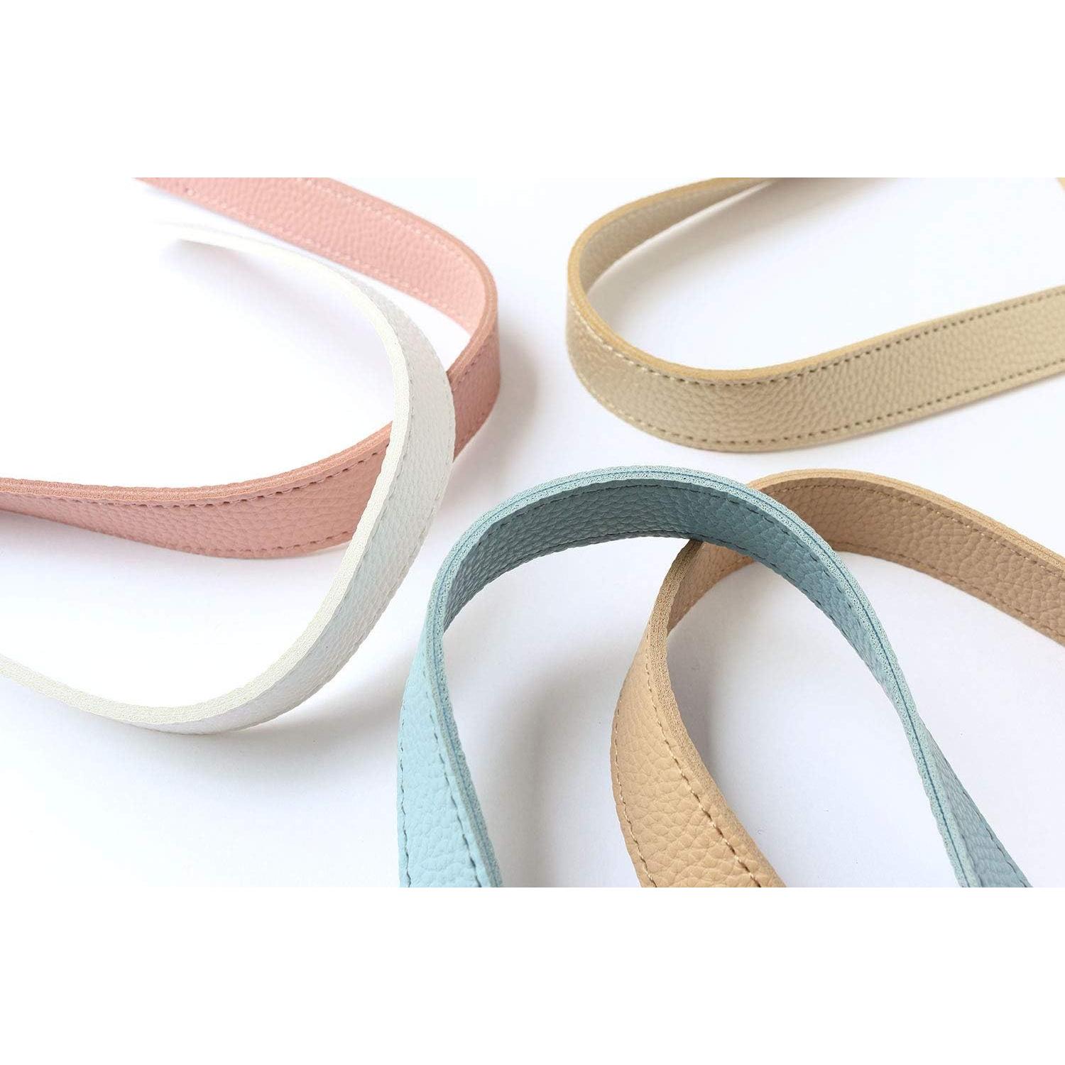 日本紐釦貿易 合皮ハンドル 長さ40cm×幅2.5cm 2本1組 スカイブルー MAW50-SB （ご注文単位1組）【直送品】