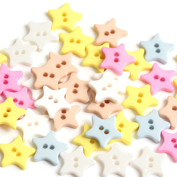 日本紐釦貿易 キャンディミニボタン スター型 約10mm ミックスカラーつや消し 40個入 LW130 (ご注文単位1束)【直送品】