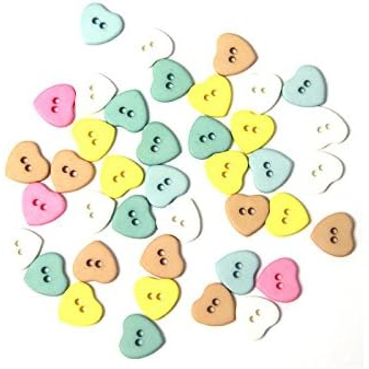 日本紐釦貿易 キャンディミニボタン ハート型 約10mm ミックスカラーつや消し 40個入 LW138 （ご注文単位1束）【直送品】