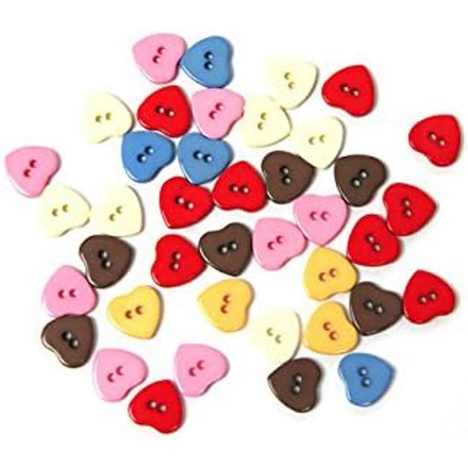 日本紐釦貿易 キャンディミニボタン ハート型 約10mm ミックスカラーつや有り 40個入 LW143 （ご注文単位1束）【直送品】