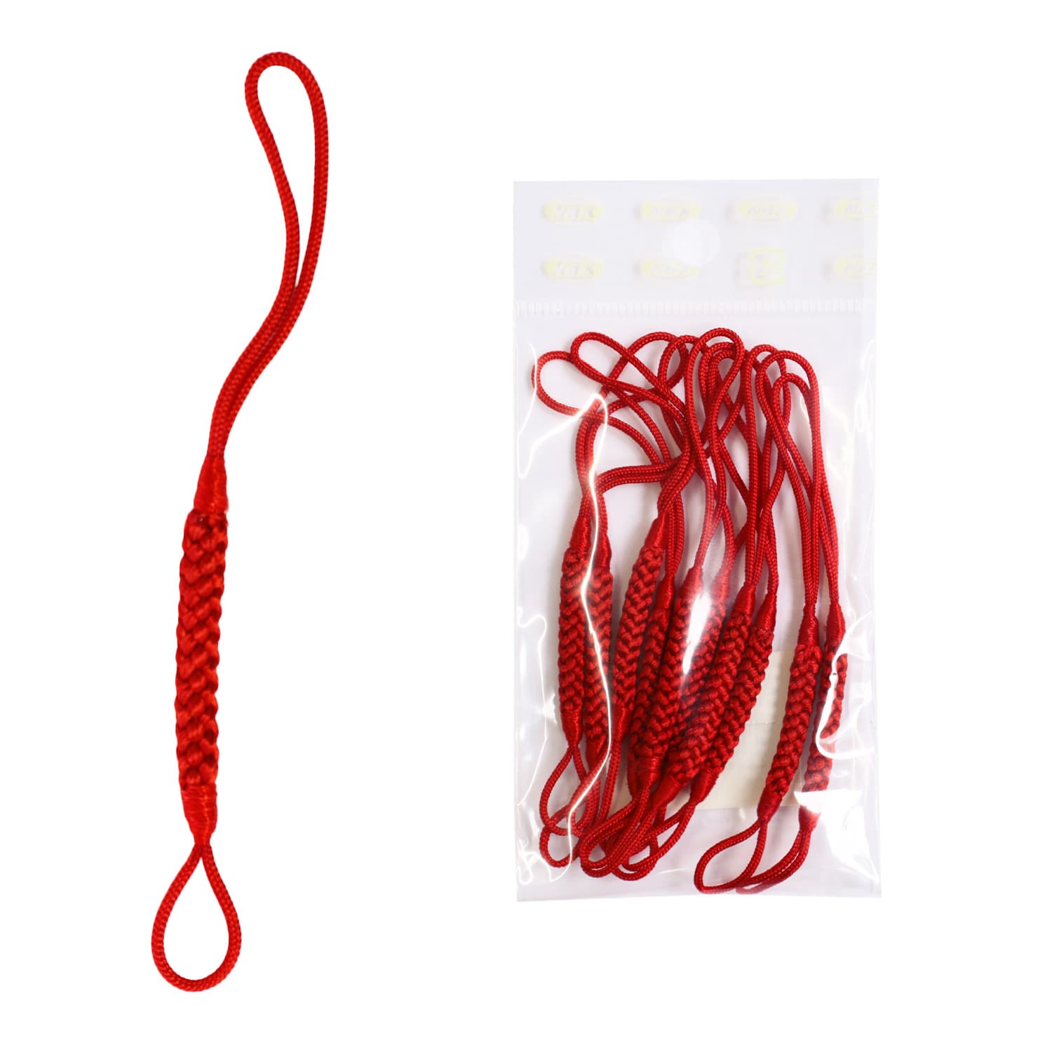 日本紐釦貿易 根付紐 ストラップ 10cm 10本 赤 F1-1-10 （ご注文単位1束）【直送品】