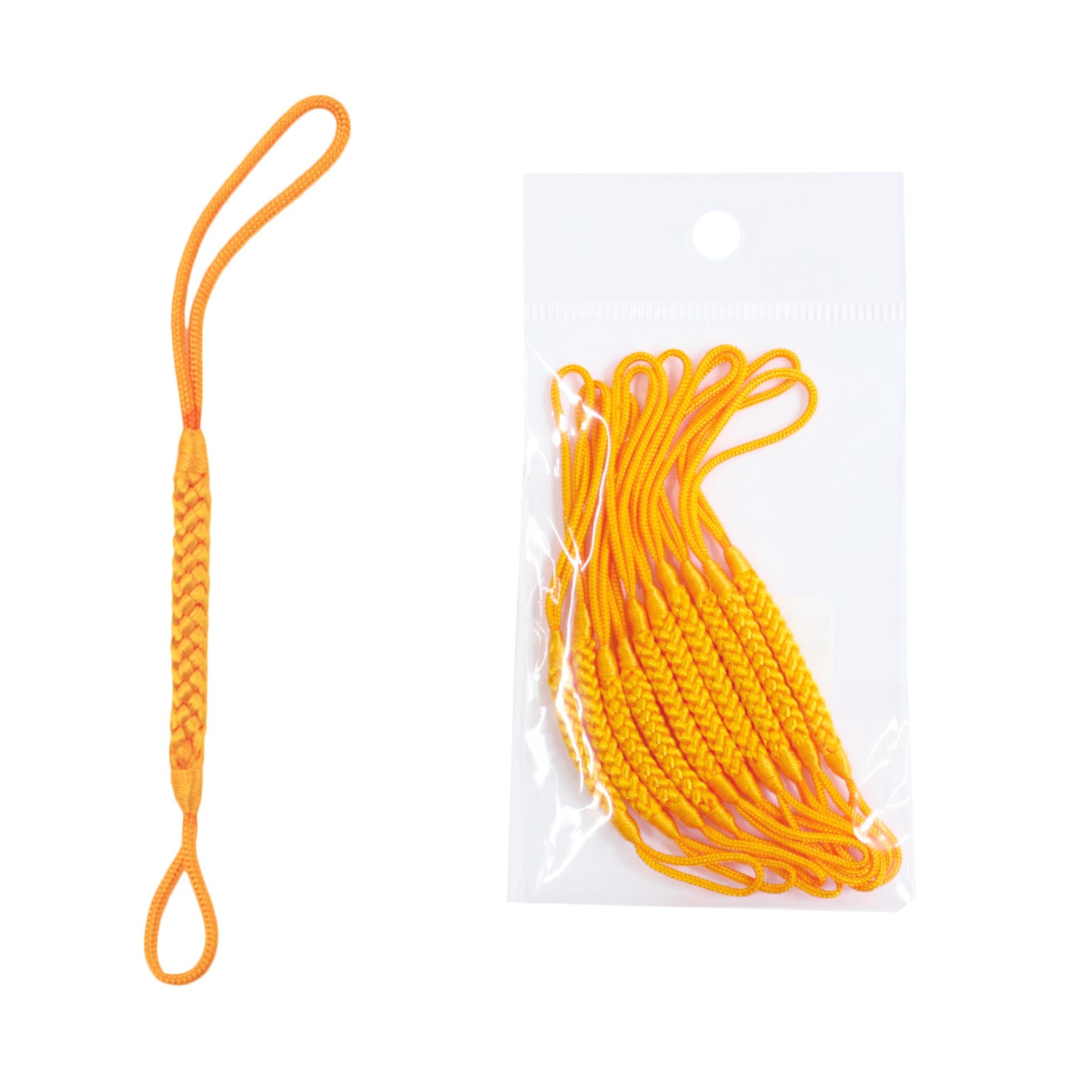 日本紐釦貿易 根付紐 ストラップ 10cm 10本 オレンジ F1-5-10 （ご注文単位1束）【直送品】