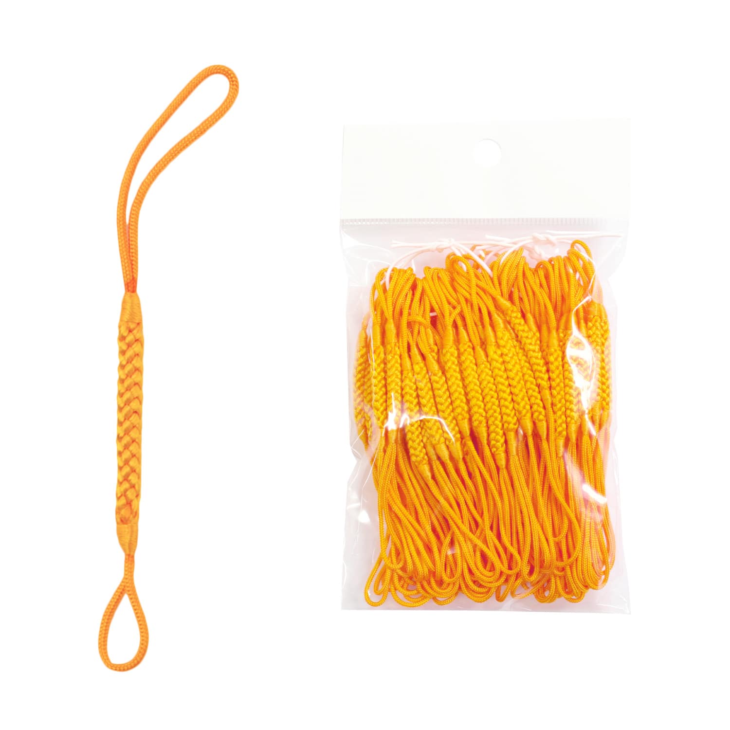 日本紐釦貿易 根付紐 ストラップ 10cm 100本 オレンジ F1-5-100 （ご注文単位1束）【直送品】