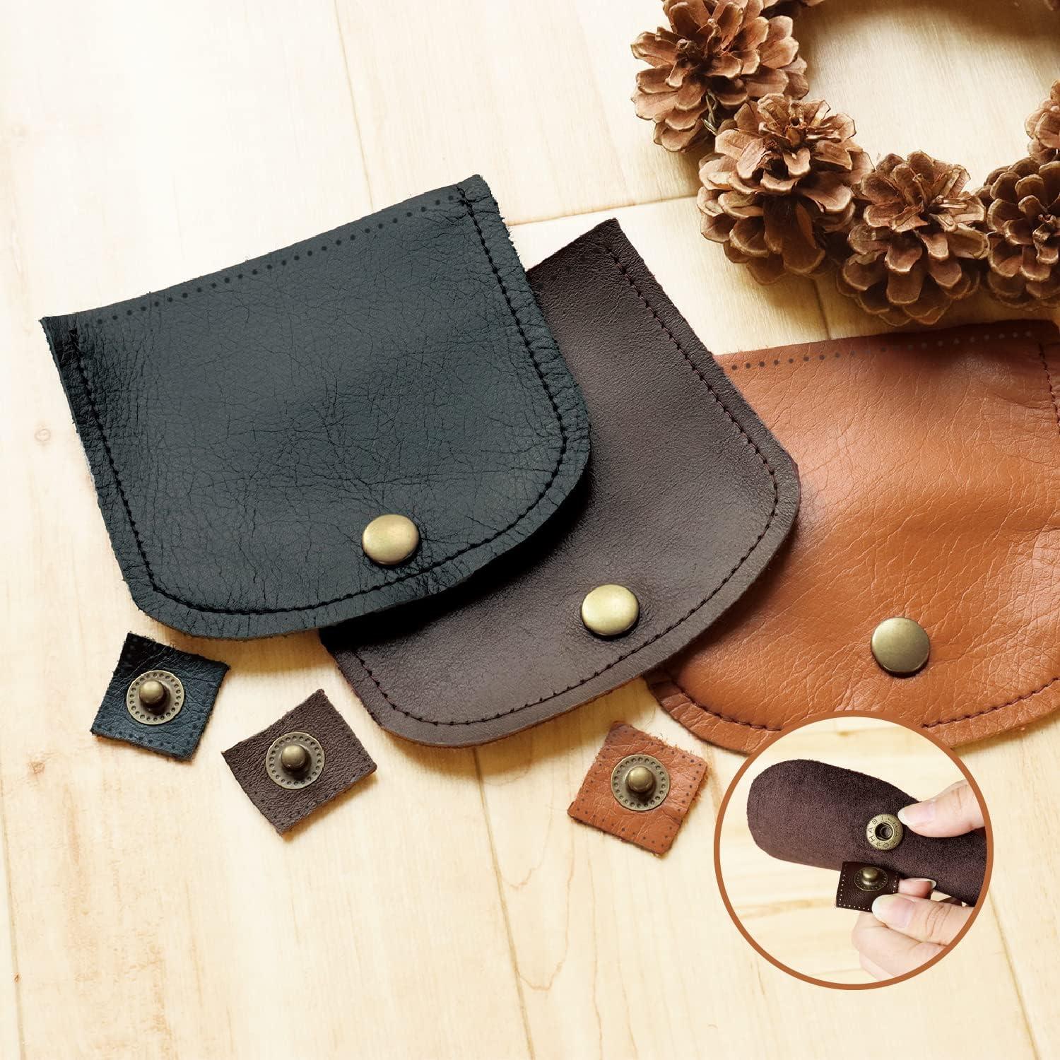 日本紐釦貿易 本革フラップパーツ ブラック 12×12cm ボタン付き MAP131-B (ご注文単位1束)【直送品】