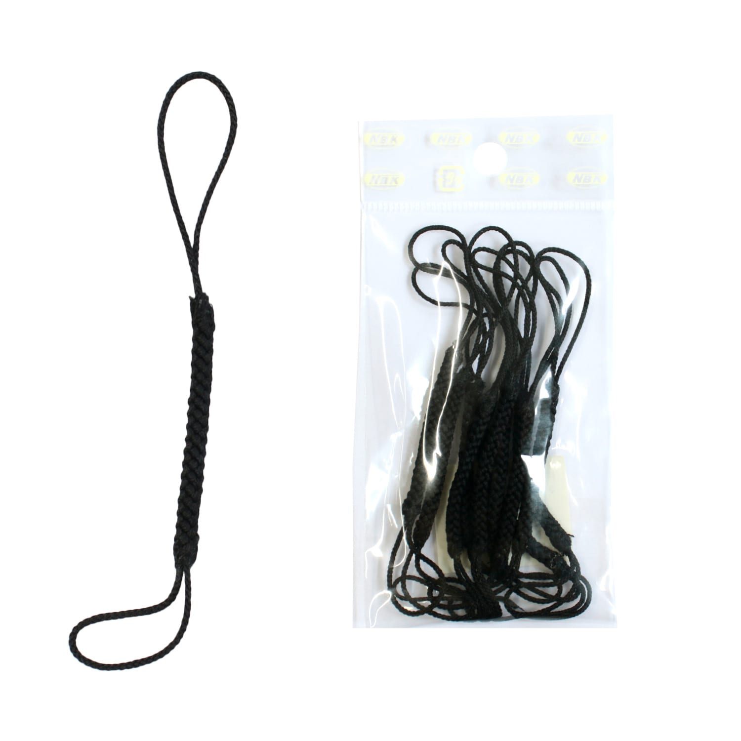 日本紐釦貿易 根付紐 ストラップ 10cm 10本 黒 F1-11-10 (ご注文単位1束)【直送品】