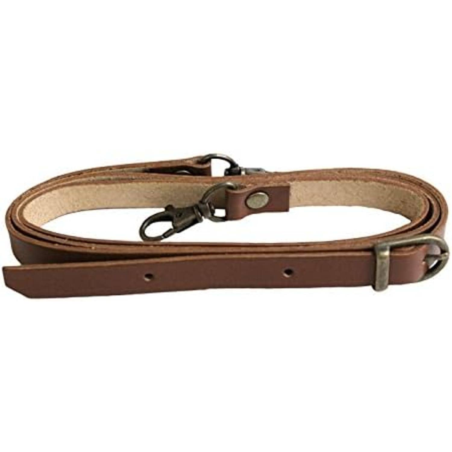 日本紐釦貿易 本革持ち手 アジャスター付 ショルダー 1本入り 15mm巾×全長120cm 茶 MAW6-BR （ご注文単位1本）【直送品】