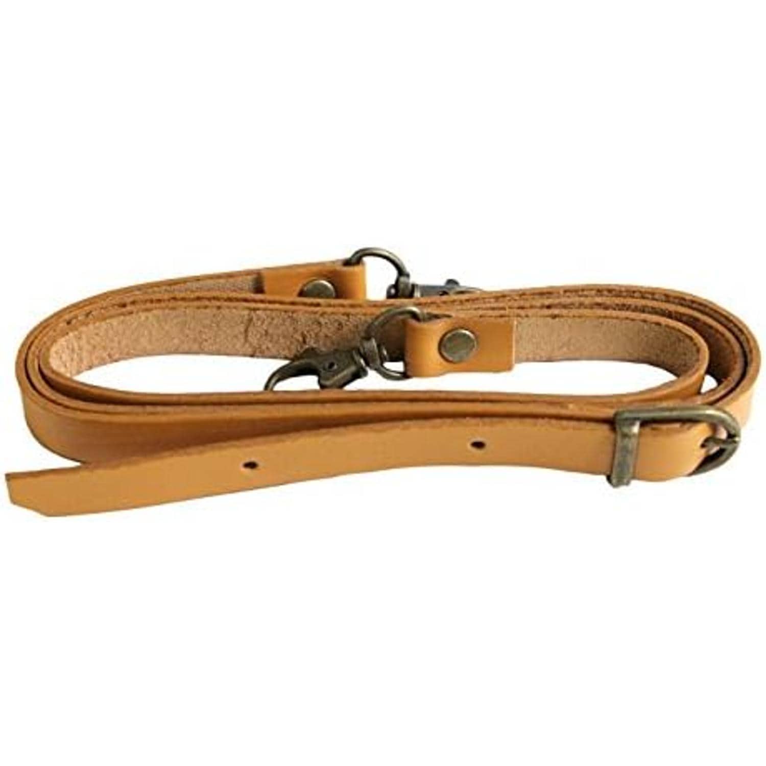 日本紐釦貿易 本革持ち手 アジャスター付 ショルダー 1本入り 15mm巾×全長120cm 金茶 MAW6-KC （ご注文単位1本）【直送品】