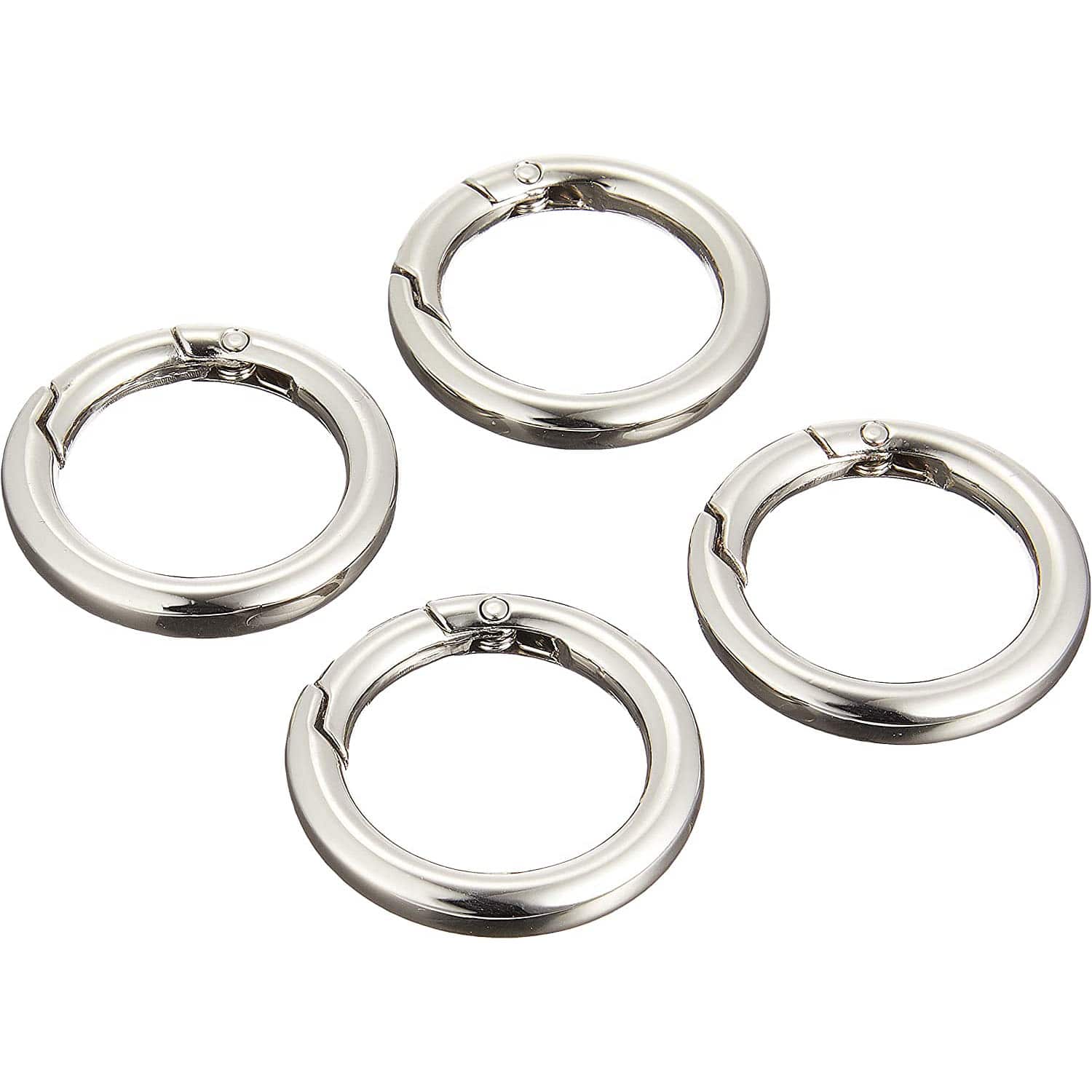 日本紐釦貿易 丸型カラビナ 35mm ニッケル 4個 S27-310-S (ご注文単位1束)【直送品】