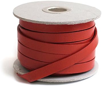 日本紐釦貿易 ヌメ革テープ 10mm 長さ10m巻 赤 MTLS1010-8 (ご注文単位1巻)【直送品】