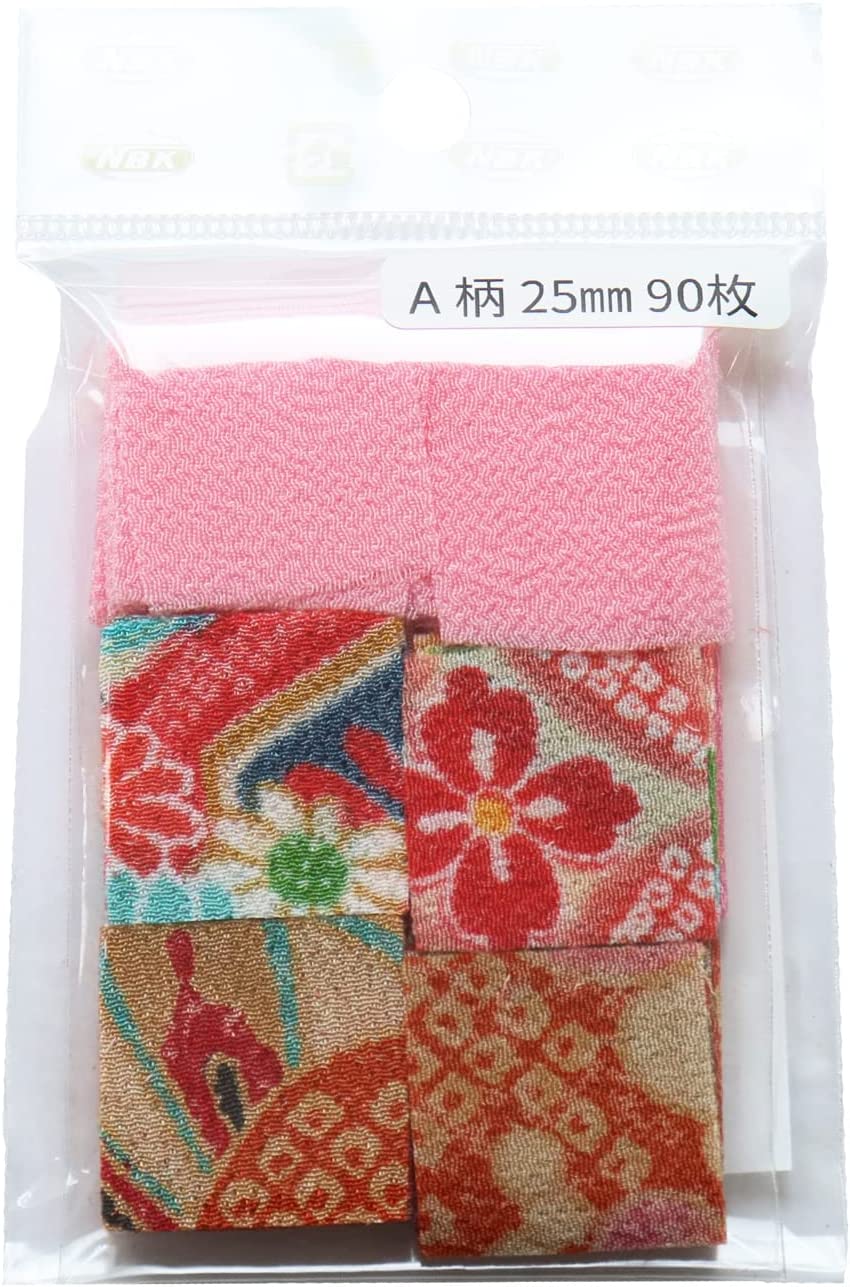 日本紐釦貿易 つまみ細工用ちりめん 2柄＆1無地アソートセット 赤・ピンク系 25mmサイズ 計90枚入り S50GC25-A （ご注文単位1セット）【直送品】
