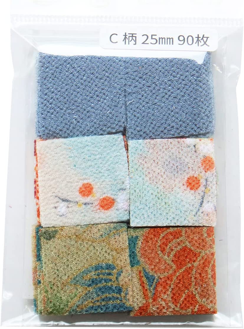 日本紐釦貿易 つまみ細工用ちりめん 2柄＆1無地アソートセット 青系 25mmサイズ 計90枚入り S50GC25-C （ご注文単位1セット）【直送品】