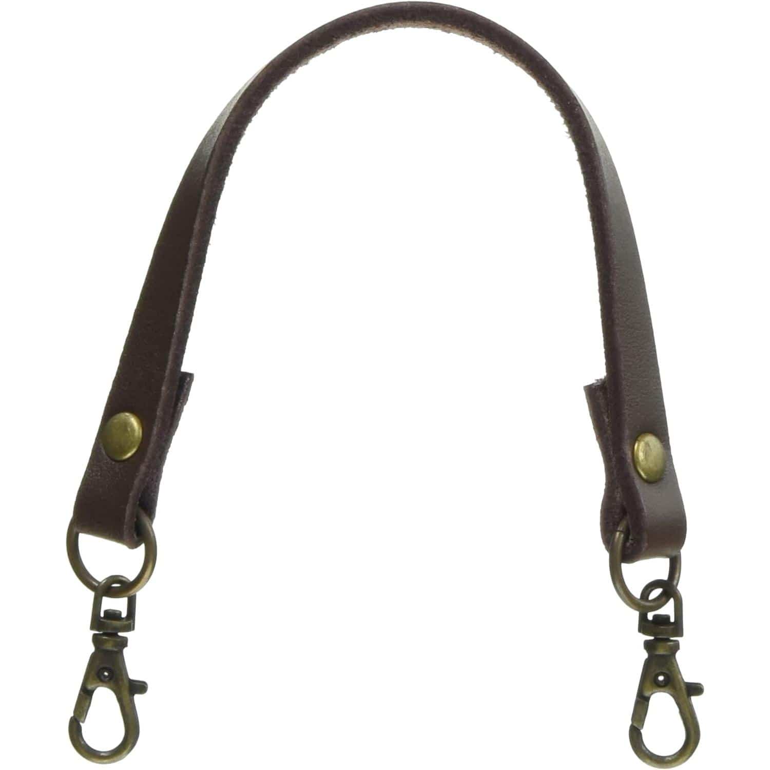 日本紐釦貿易 本革 口金用持ち手 1本手 アンティークゴールド W約8mm×H約22cm 焦茶 MAW17-C-AG (ご注文単位1本)【直送品】