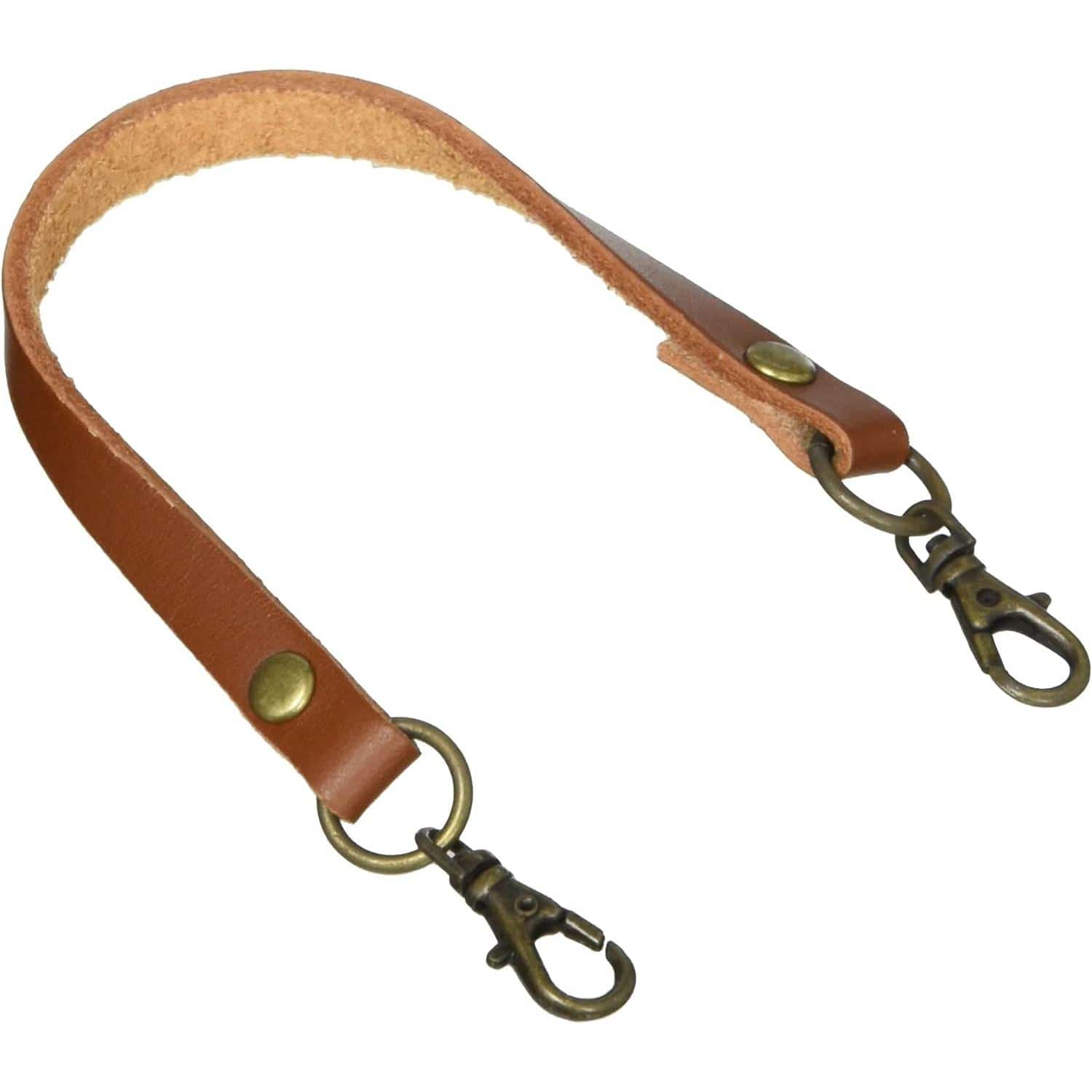 日本紐釦貿易 本革 口金用持ち手 1本手 アンティークゴールド W約8mm×H約22cm 茶 MAW17-BR-AG (ご注文単位1本)【直送品】
