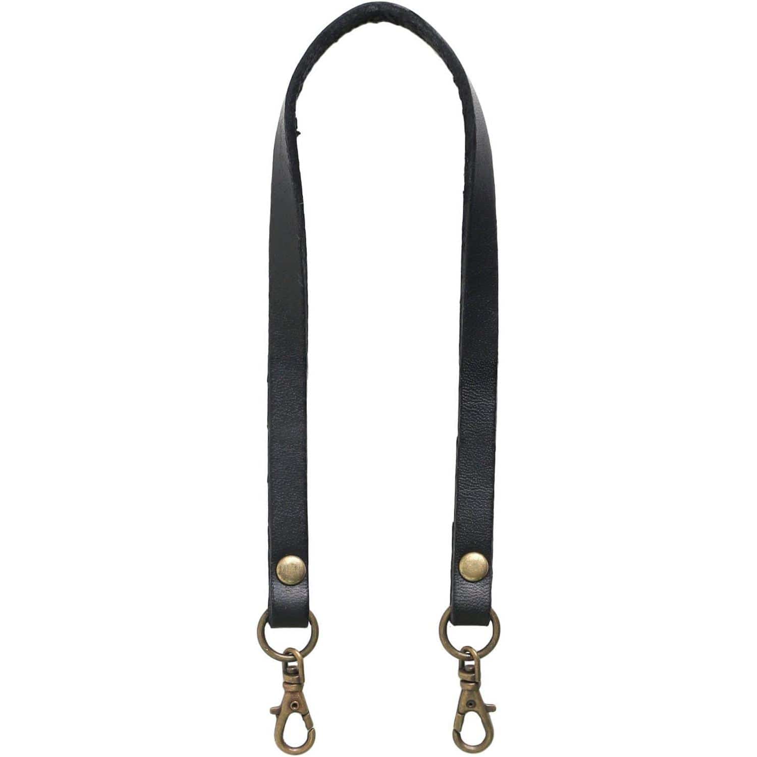 日本紐釦貿易 本革 口金用持ち手 1本手 アンティークゴールド W約8mm×H約33cm 黒 MAW18-B-AG (ご注文単位1本)【直送品】