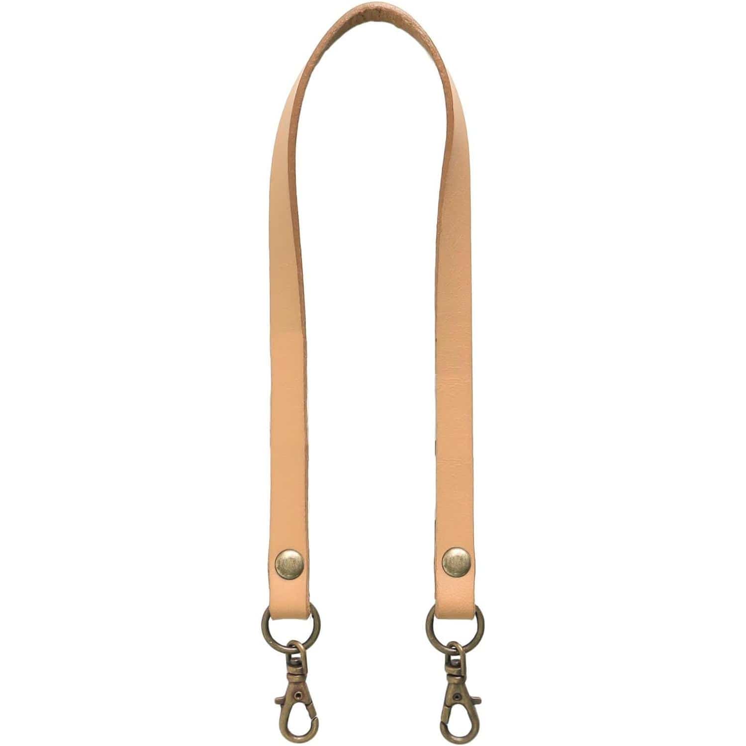 日本紐釦貿易 本革 口金用持ち手 1本手 アンティークゴールド W約8mm×H約33cm ベージュ MAW18-E-AG (ご注文単位1本)【直送品】